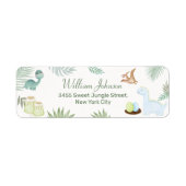 Rawr Vulkan Dinosaurius Baby Shower Retouradres Etiket (Voorkant)