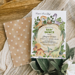 RAWR! Waterverf Dinosaurs Baby shower Boy Kaart