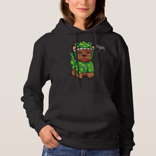 Rawr Yorkshire Terrier Dinosaurus Hond Hoodie (Voorkant)