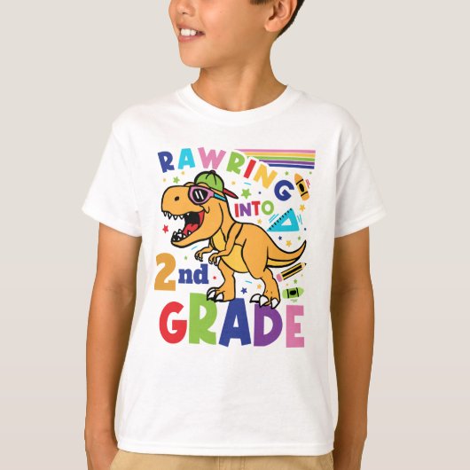 Rawring In 2e klas Terug naar School Kinder T-shirt (Voorkant)