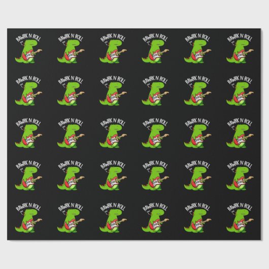 Rawrk en Roll Funny Rocker Dinosaur Pun Dark BG Cadeaupapier (Vlak)