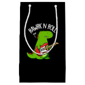 Rawrk en Roll Funny Rocker Dinosaur Pun Dark BG Klein Cadeauzakje (Voorkant)