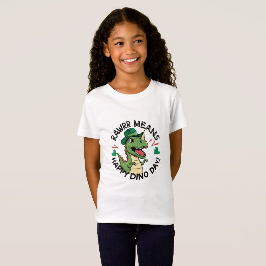 Rawrr betekent gelukkige dino dag t-shirt (Voorkant volledig)