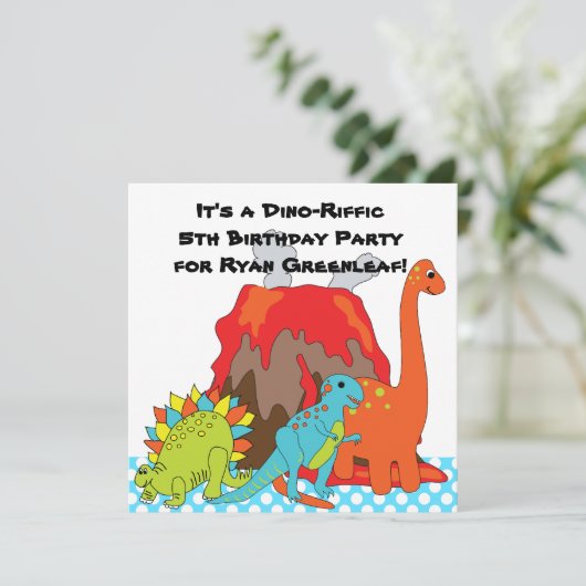 RAWRR Dinosaur Dino Birthday Party Invitations Kaart (Staand voorkant)