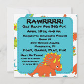 RAWRR Dinosaur Dino Birthday Party Invitations Kaart (Achterkant)