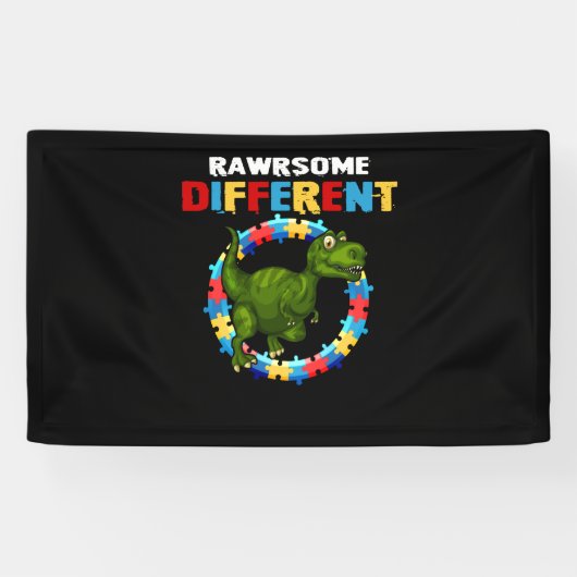 Rawrsomally Different Dinosaur Autism Awareness Spandoek (Horizontaal)