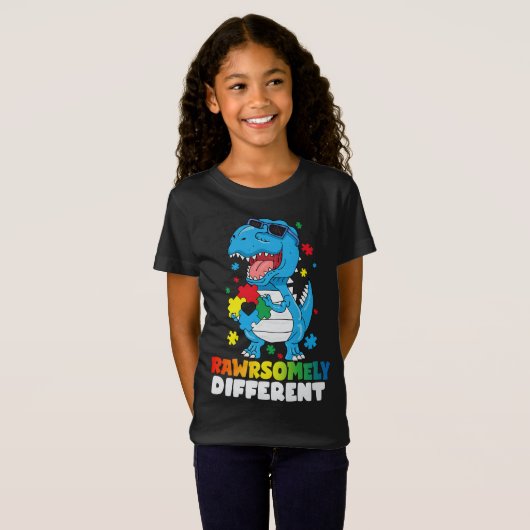 Rawrsomally Different Dinosaur Autism Awareness T-shirt (Voorkant volledig)
