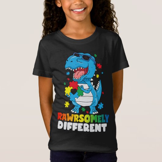 Rawrsomally Different Dinosaur Autism Awareness T-shirt (Voorkant)