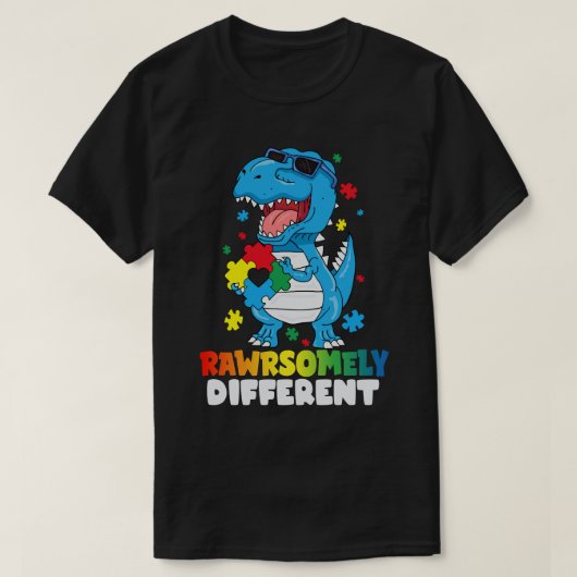 Rawrsomally Different Dinosaur Autism Awareness T-shirt (Design voorkant)