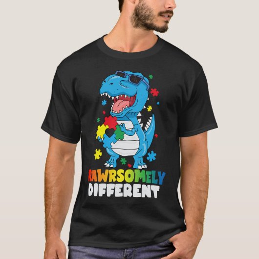 Rawrsomally Different Dinosaur Autism Awareness T-shirt (Voorkant)