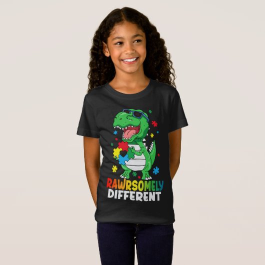 Rawrsomally Different Dinosaur Autism Awareness T-shirt (Voorkant volledig)
