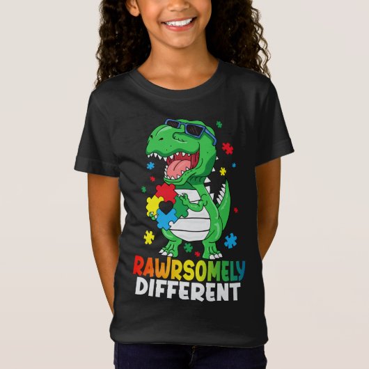 Rawrsomally Different Dinosaur Autism Awareness T-shirt (Voorkant)