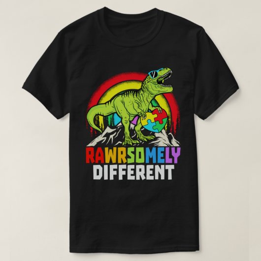 Rawrsomally Different Dinosaur Autism Awareness T-shirt (Design voorkant)
