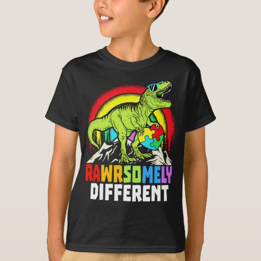Rawrsomally Different Dinosaur Autism Awareness T-shirt (Voorkant)