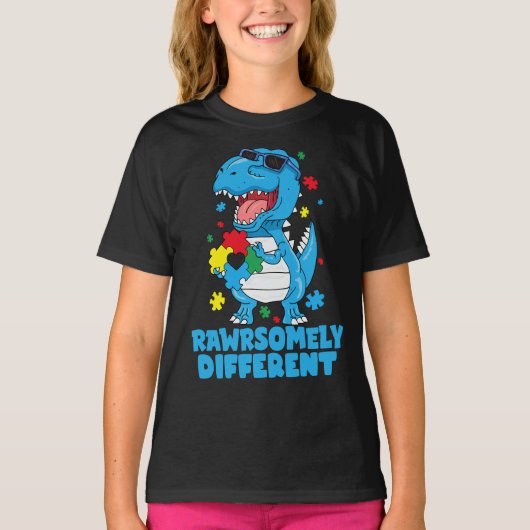 Rawrsomally Different Dinosaur Autism Awareness T-shirt (Voorkant)
