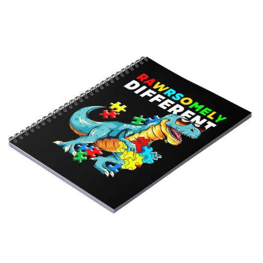 Rawrsomally Different shirt Dinosaur Dino Autism A Notitieboek (Linkerzijde)