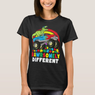 Rawrsomally Different T Rex Monster Truck Autism T-shirt