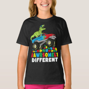 Rawrsomally Different T Rex Monster Truck Autism T-shirt