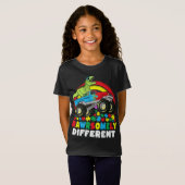 Rawrsomally Different T Rex Monster Truck Autism T-shirt (Voorkant volledig)
