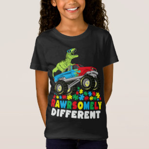 Rawrsomally Different T Rex Monster Truck Autism T-shirt