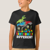Rawrsomally Different T Rex Monster Truck Autism T-shirt (Voorkant)