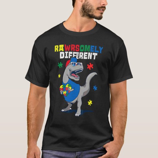Rawrsomely Anders Autisme Dinosaurus Puzzel Trex A T-shirt (Voorkant)