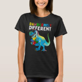 Rawrsomely Different Dinosaur Autism Awareness Puz T-shirt (Voorkant)