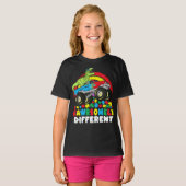 Rawrsomely Different T Rex Monster Truck Autism T-shirt (Voorkant volledig)