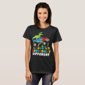 Rawrsomely Different T Rex Monster Truck Autism T-shirt (Voorkant volledig)