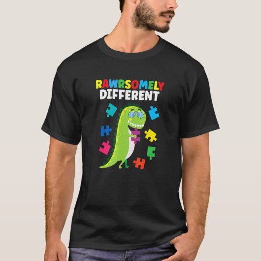 Rawrsomely Verschillende Dinosaurus T Rex Puzzel A T-shirt (Voorkant)