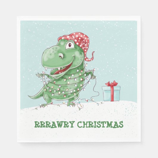 Rawry Kerstmis Dinosaur Servet (Voorkant)