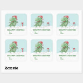 Rawry Kerstmis Domme Dinosaur Kerstmis  Vierkante Sticker (Vel)
