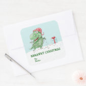 Rawry Kerstmis Domme Dinosaur Kerstmis  Vierkante Sticker (Envelop)