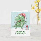 Rawry Kerstmis Domme Dinosaurus Vakantie Kaart (Gele Bloem)