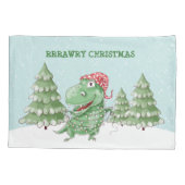 Rawry Kerstmis Domme T Rex Dinosaurus  Kussensloop (Achterkant)