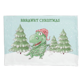 Rawry Kerstmis Gekke T Rex Dinosaur Kussensloop