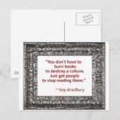 Ray Bradbury citeert over het branden van Boeken Briefkaart (Voorkant / Achterkant)