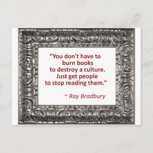 Ray Bradbury citeert over het branden van Boeken Briefkaart (Voorkant)