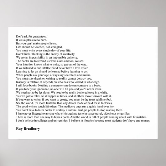 Ray Bradbury Quotes Poster (Voorkant)