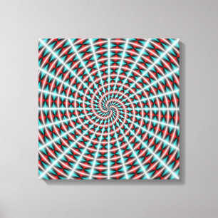 Ray en spiraalvormige Weave in blauw en rood Canvas Afdruk