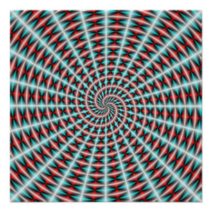 Ray en spiraalvormige Weave in blauw en rood Perfect Poster