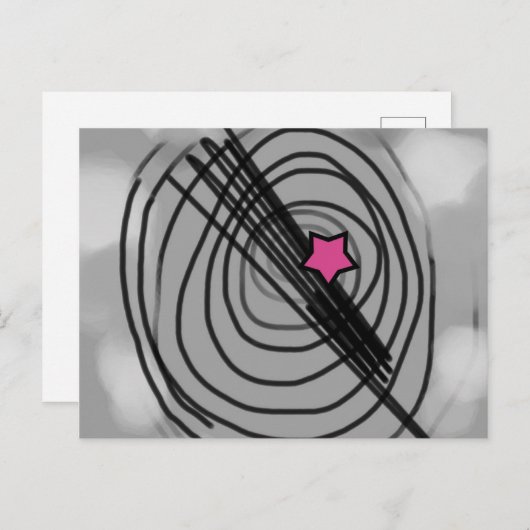 Ray-o-gram Briefkaart met roze ster (Voorkant / Achterkant)