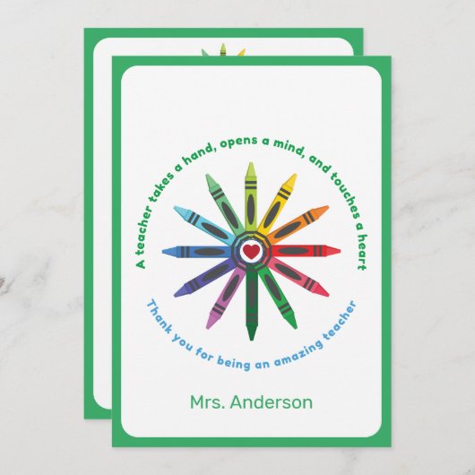 Ray of Crayons/leraar waardering bedankt Ca (Voorkant / Achterkant)