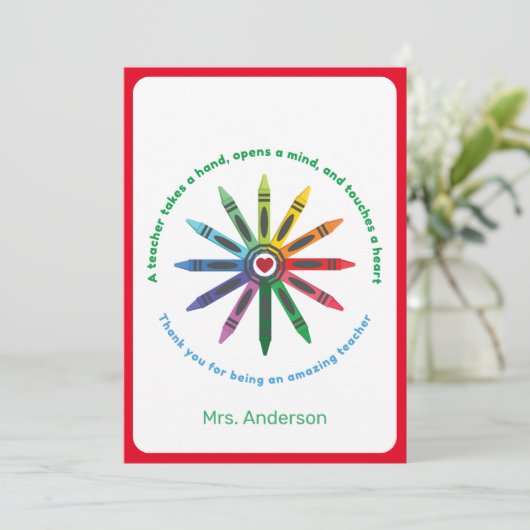 Ray of Crayons/leraar waardering bedankt Ca (Staand voorkant)