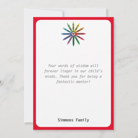 Ray of Crayons/leraar waardering bedankt Ca (Achterkant)