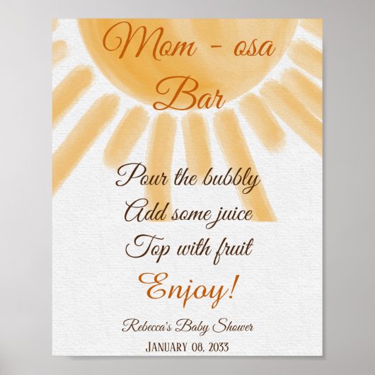 Ray of Sun Theme Sunshine Baby shower Mam osa bar Poster (Voorkant)