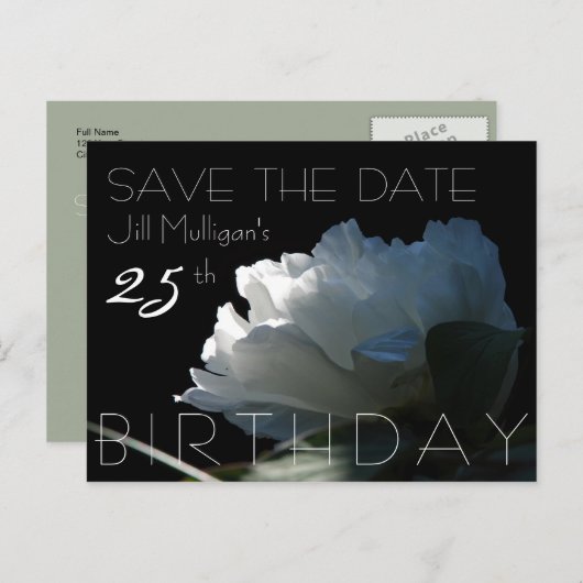 Ray of Sunlight Peony 25e verjaardag Bewaar de dat Aankondigingskaart (Voorkant / Achterkant)