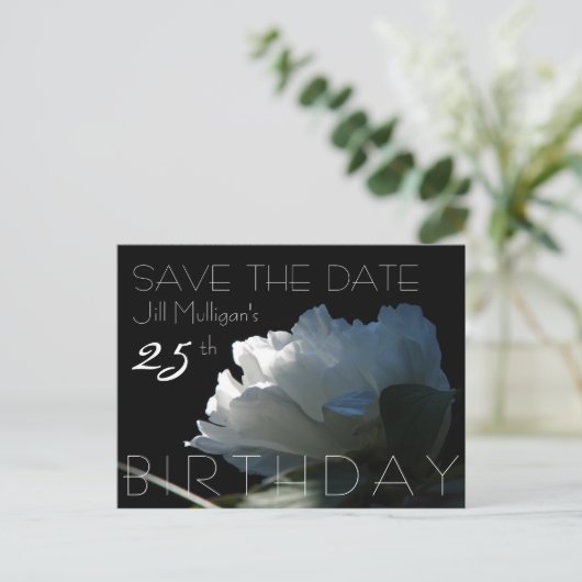 Ray of Sunlight Peony 25e verjaardag Bewaar de dat Aankondigingskaart (Staand voorkant)