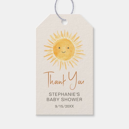 Ray of Sunshine Baby shower dank u Cadeaulabel (Voorkant)