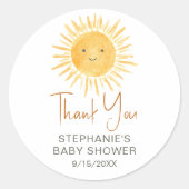Ray of Sunshine Baby shower dank u Ronde Sticker (Voorkant)